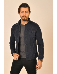 Navy Blue Classic Mens Jeans Jacket 2