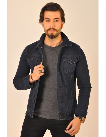 Navy Blue Classic Mens Jeans Jacket