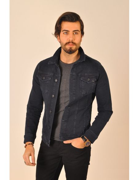 Navy Blue Classic Mens Jeans Jacket