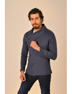 Veste bleu marine à zip latéral pour hommes 2