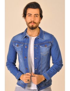 Mavi Düğmeli Erkek Kot Ceket