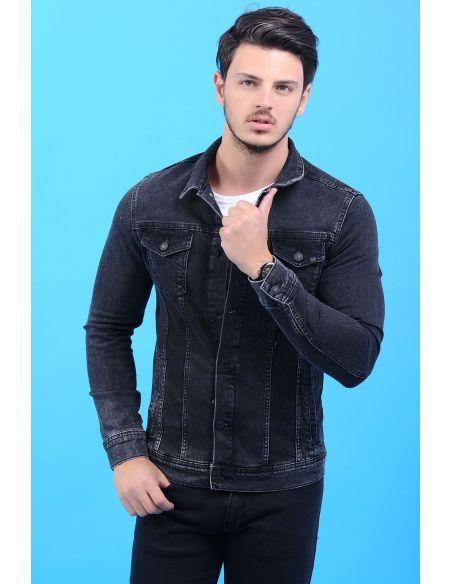 Washed Black Mens Jeans Jacket