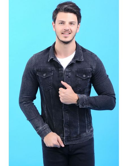 Washed Black Mens Jeans Jacket