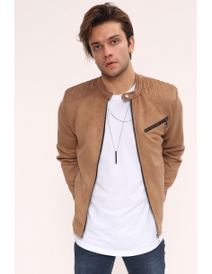 Zipper Detail Open Taba Suede Mens Jacket 2