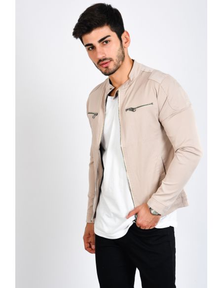 Double Pocket Cream Mens Coats