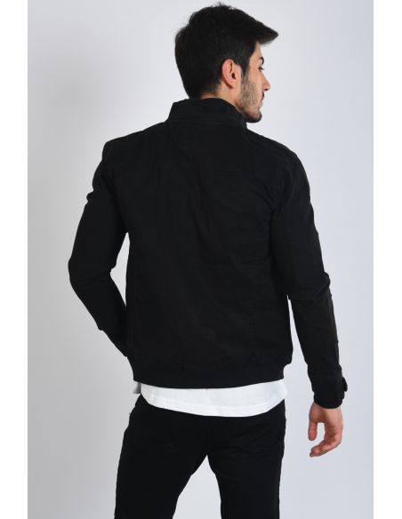 Black Men's Jacket with Zipper Pocket