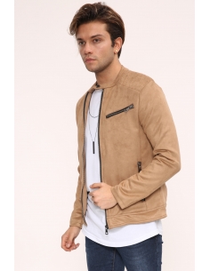 Zipper Detail Mink Suede Mens Jacket 2