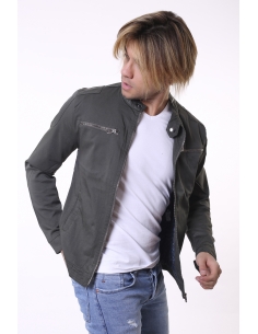 Zippered Double Pocket Khaki Mens Coats 2