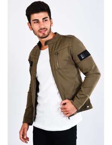 Gabardine Zippered Khaki Seasonal Male Coat