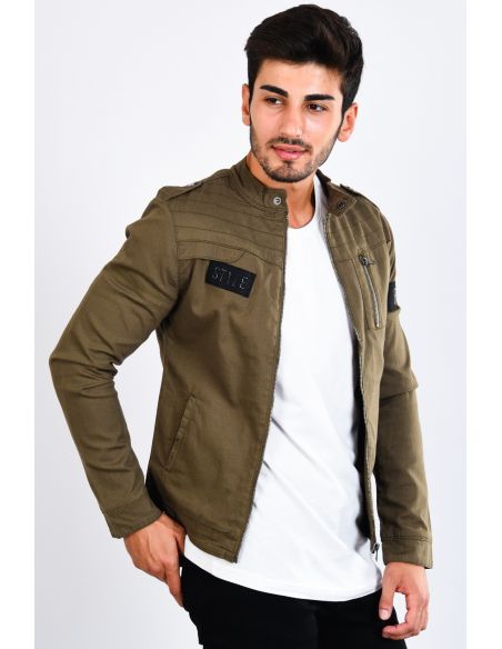 Gabardine Zippered Khaki Seasonal Male Coat