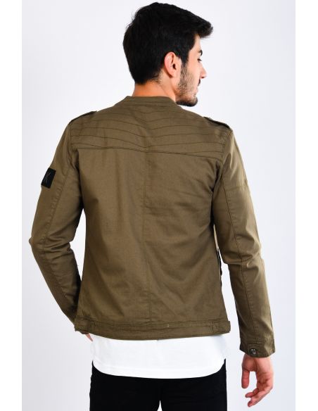 Gabardine Zippered Khaki Seasonal Male Coat