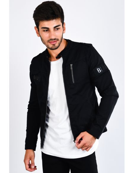 Gabardine Black Zippered Seasonal Male Coat