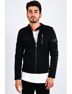 Gabardine Black Zippered Seasonal Male Coat 2