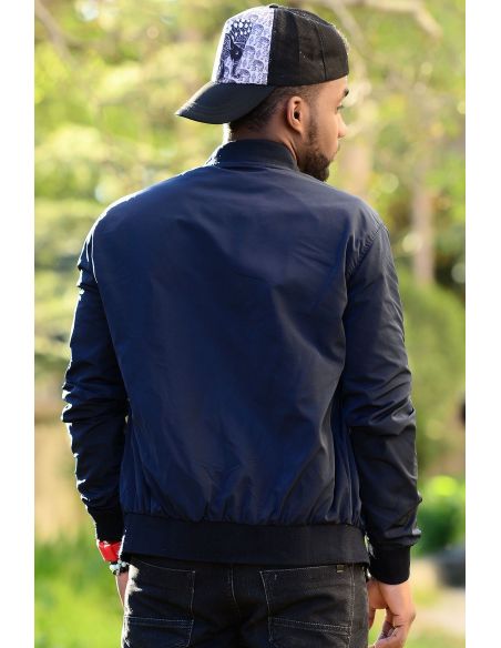 Hooded MenCot Jacket Sleeves Fleece Blue