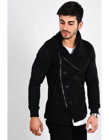 Sleeve Zipper Navy Blue Bomber Men's Jacket