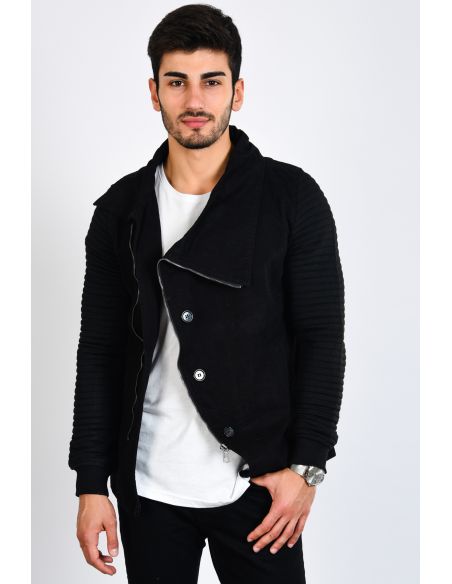 Sleeve Zipper Navy Blue Bomber Men's Jacket