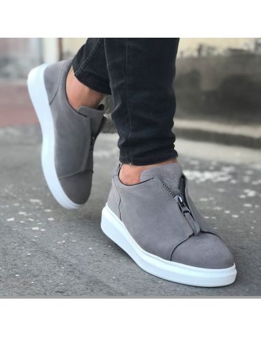 Gray Casual Shoes with Zipper Detail