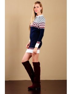 Navy Blue White Patterned Ladies Sweat 2