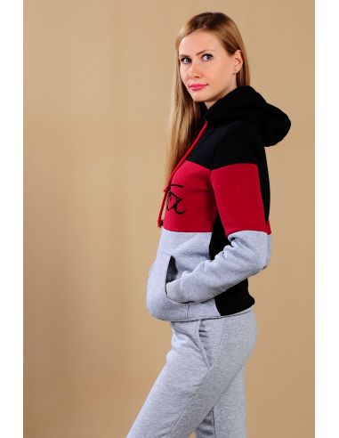 3 Color Gray Red Hooded Women's Sweat