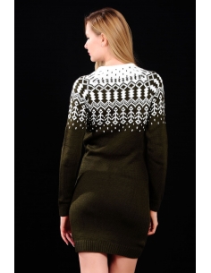 White Pattern Women's Khaki Green Knitwear 2