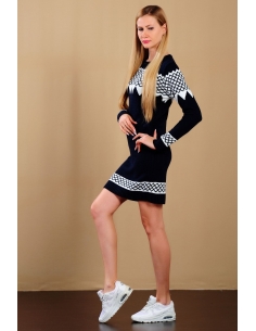 White Patterned Women's Navy Blue Knitwear