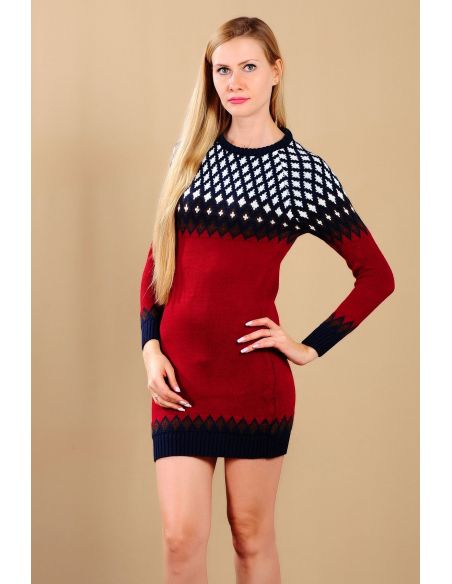 Burgundy Laci Patterned Women's Sweater
