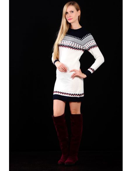 Patterned White Women's Sweater