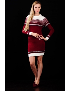 Patterned Red White Women's Sweater 2