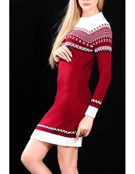 Patterned Red White Women's Sweater