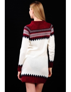 Patterned Red White Women's Sweater 1
