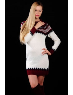 Patterned Red White Women's Sweater 1 2
