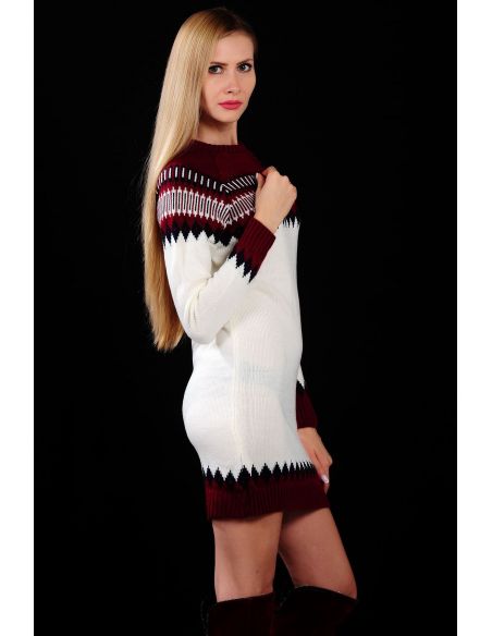 Patterned Red White Women's Sweater 1