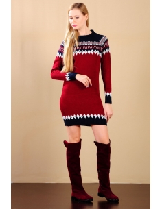 Patterned Red Navy Tricot 2