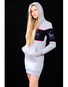 Gray Ladies Sweat with Deer Pattern