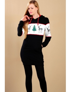 Sweat Femme Noir Motif Cerf