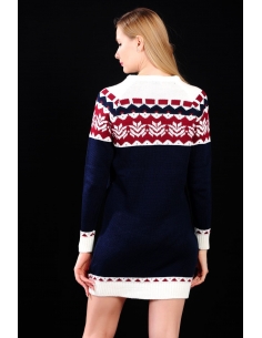 Kırmızı Beyaz Desenli Lacivert Bayan Triko 2