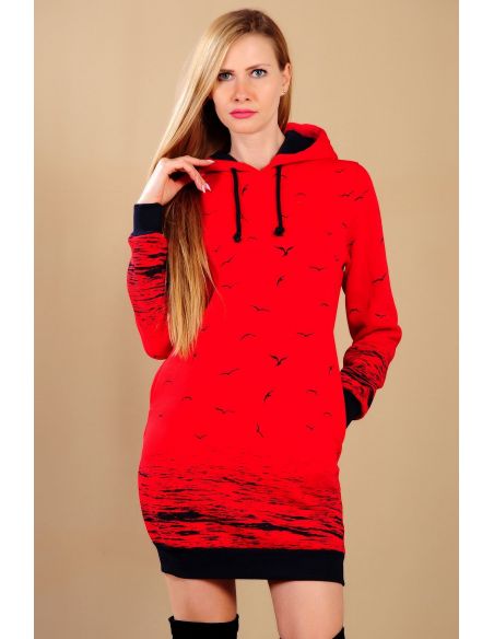 Seagull Pattern Red Womens Sweat