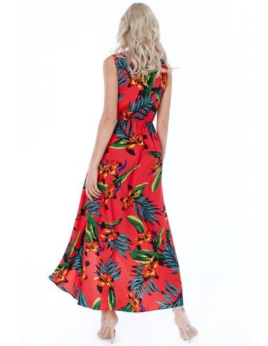 Tropical Print High Low Dress