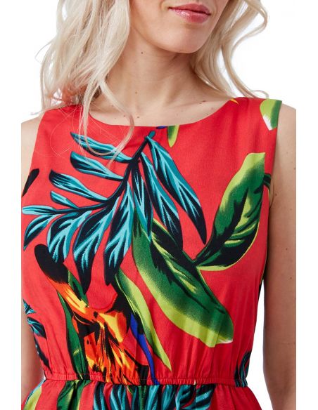 Tropical Print High Low Dress