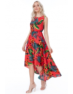 Tropical Print High Low Dress