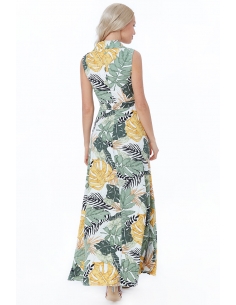Leaf Print Maxi Shirt Dress 2