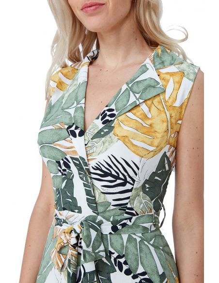 Leaf Print Maxi Shirt Dress