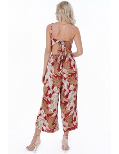 Leaf Print Culotte Jumpsuit 2