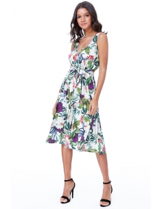 Cross Over Sleeveless Tea Dress