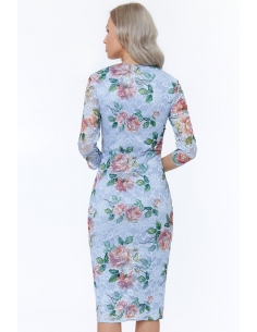 Navy Floral Three Quarter Sleeve Midi Dress 2