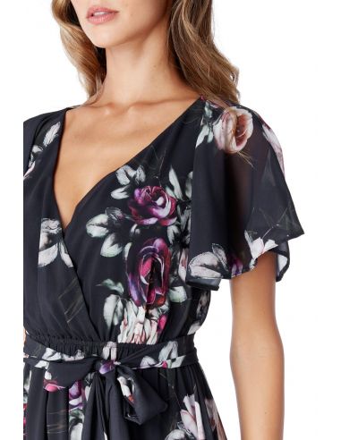 Chiffon butterfly sleeve outlet midi dress