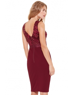 WINEPLUNGE NECKLINE SEQUIN EMBELLISHED MIDI DRESS 2