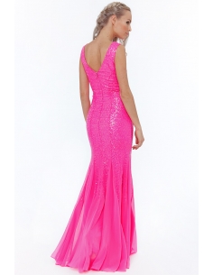 CERISE SEQUIN V NECK MAXI DRESS-2 2