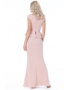 NUDE CROSS OVER PEPLUM MAXI DRESS 2
