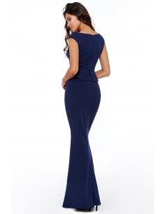 NAVY CROSS OVER PEPLUM MAXI DRESS 2